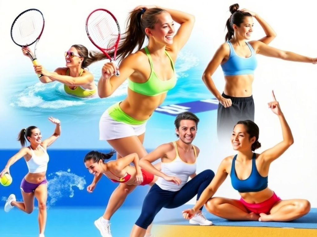 Celebrități practicând sporturi pentru menținerea formei fizice.